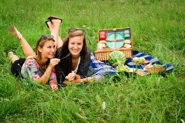 Mejores amigos haciendo un picnic — Foto de Stock