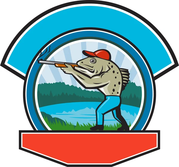 Sea Trout Hunter strzelanie koło retro — Wektor stockowy