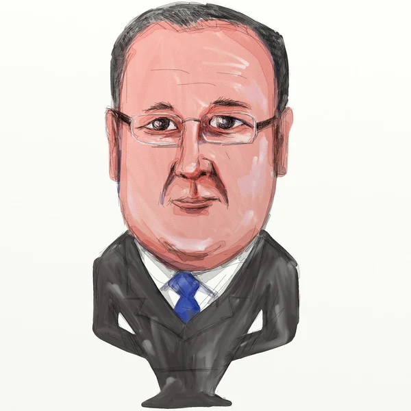 Francois Hollande prezydent Francji Cartoon — Zdjęcie stockowe