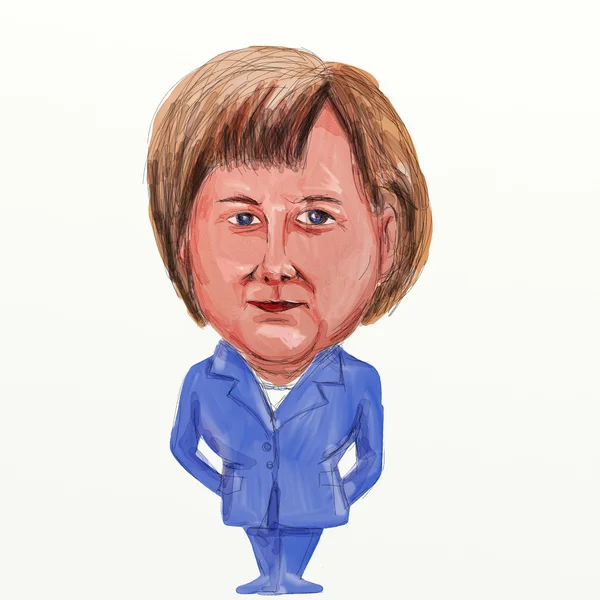 安吉拉·默克尔 德国总理卡通 — 图库照片