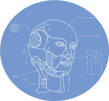 Robot Head Technical Drawing clipart