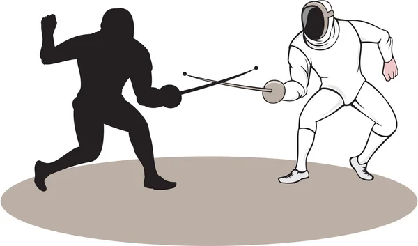 剑客击剑孤立的卡通 — 图库矢量图片