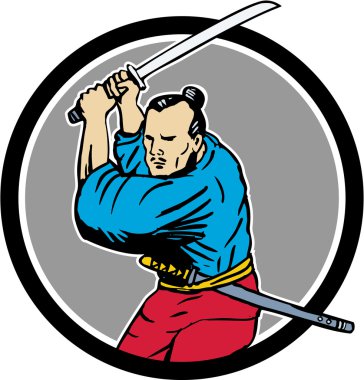Samuray Warrior Katana Kılıç Daire Çizim