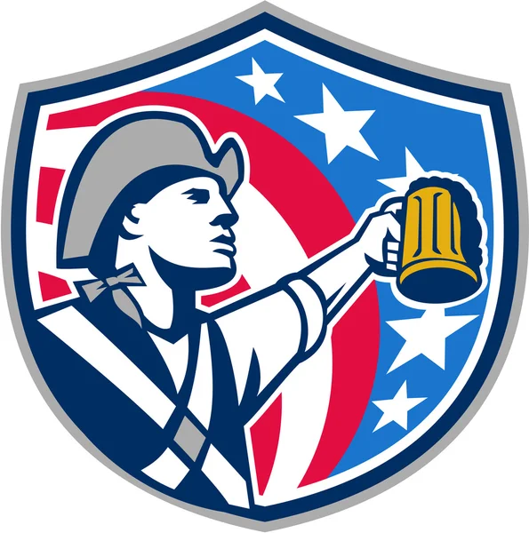 Americký Patriot řemesla pivo hrnek Usa vlajka Crest Retro — Stockový vektor