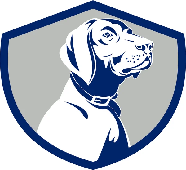 Hund pekaren huvud profil sida Crest Retro — Stock vektor