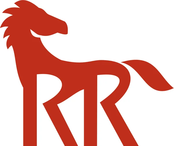 Caballo rojo Silhoutte RR patas retro — Archivo Imágenes Vectoriales