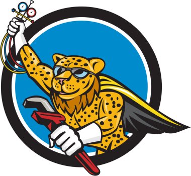 Soğutma Mekanik Leopar Superhero Circle Karikatür
