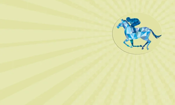 Визитная карточка Жокей Конные гонки Овальный низкий многоугольник — стоковое фото