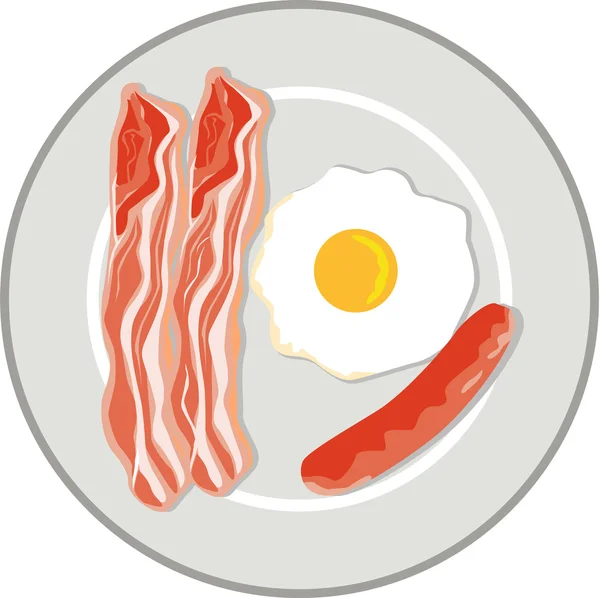 Egg Sausage Bacon Plate Retro — Stock Vector