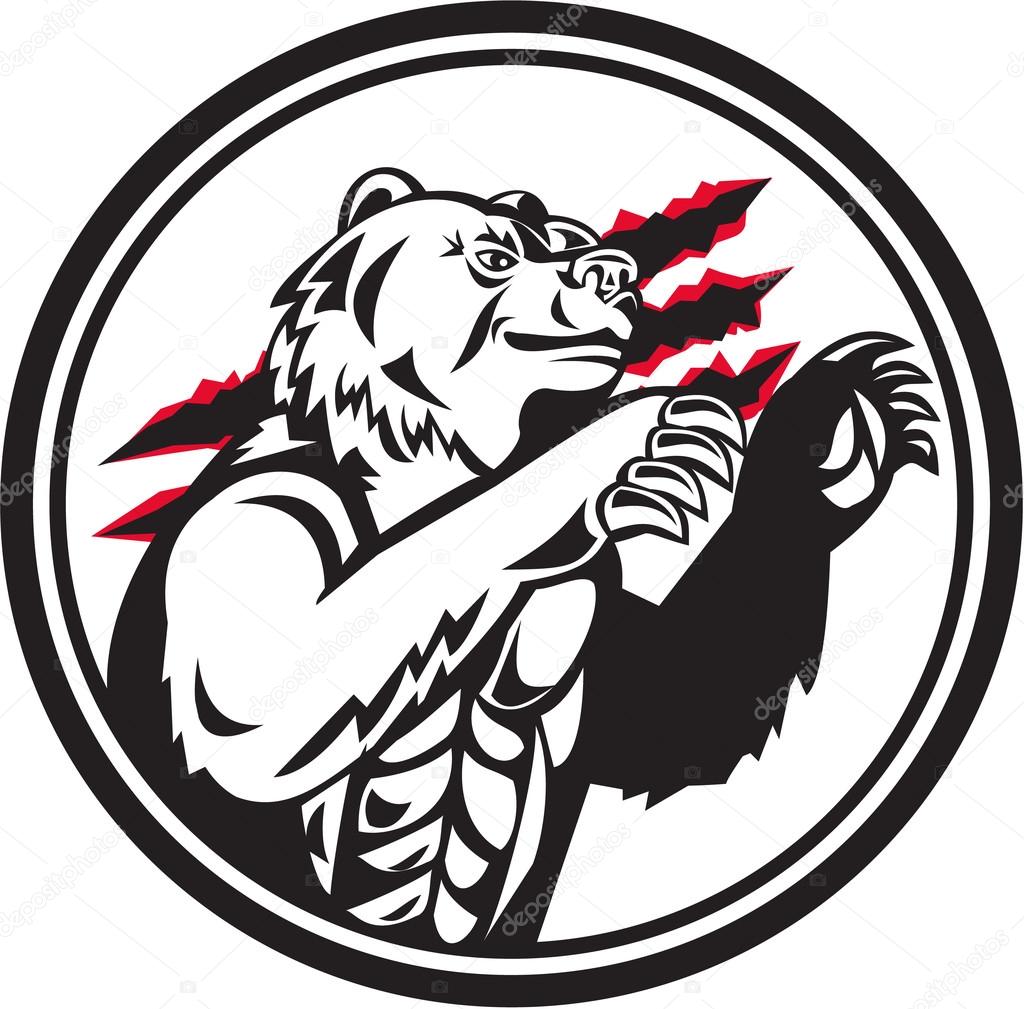 California Grizzly Bear Smirk Paw Circle Retro Stock Vector California Grizzly Bear Smirk Paw Circle Retro Stock Vector