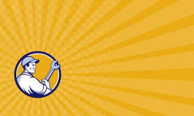 Kartvizit makinist Holding İngiliz anahtarı daire Retro