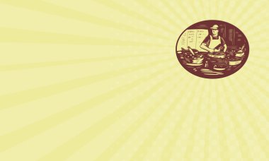 Kartvizit Taco aşçı gıda durak Oval Retro
