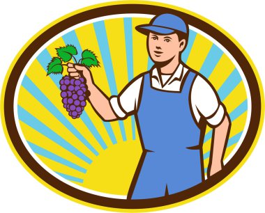 Üzüm Oval Retro Holding organik çiftçi çocuk