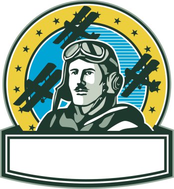Dünya Savaşı bir Pilot havacı Spad çift kanatlı daire Retro