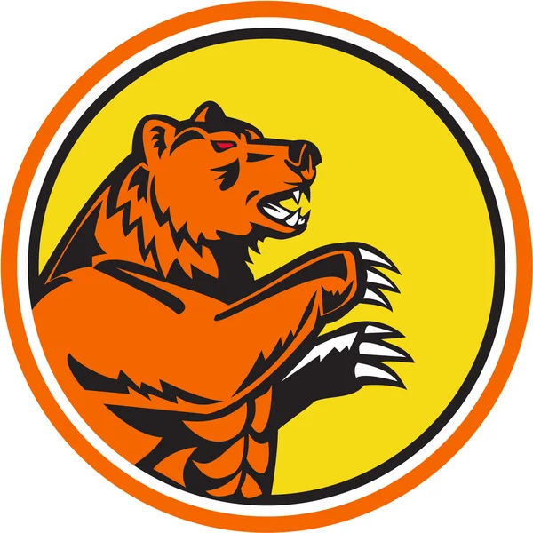 Kalifornien Grizzly Bear Side Circle Retro — Stockvektor
