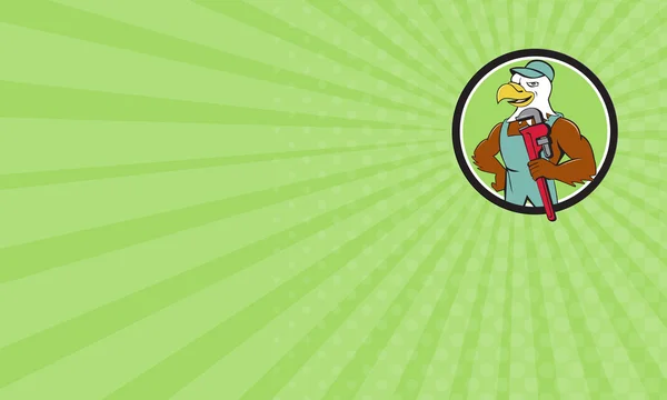 비즈니스 카드 대머리 독수리 배관공 원숭이 렌치 원 만화 — 스톡 사진
