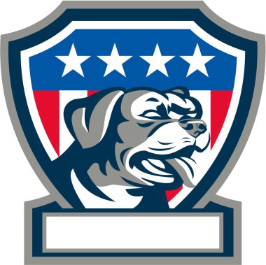 Rottweiler bekçi köpeği ABD bayrağı Crest Retro