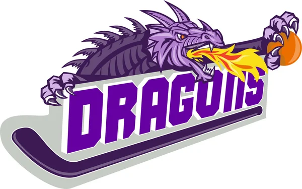 Dragon Fire hockeystick basketbal Retro — Stockvector