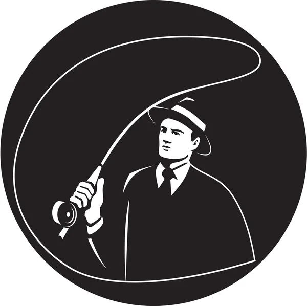 Mobster костюм краватка лиття муха стрижень коло Ретро — стоковий вектор