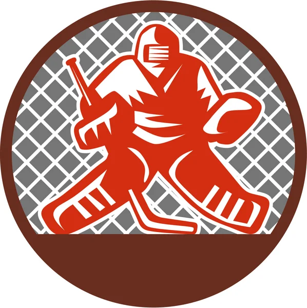 Hockey sur glace Cercle des gardiens de but Rétro — Image vectorielle
