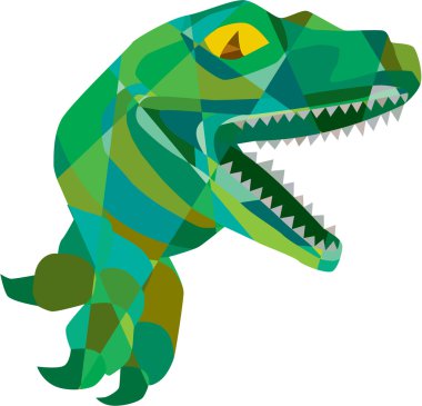 Raptor Breaking Out Low Polygon clipart