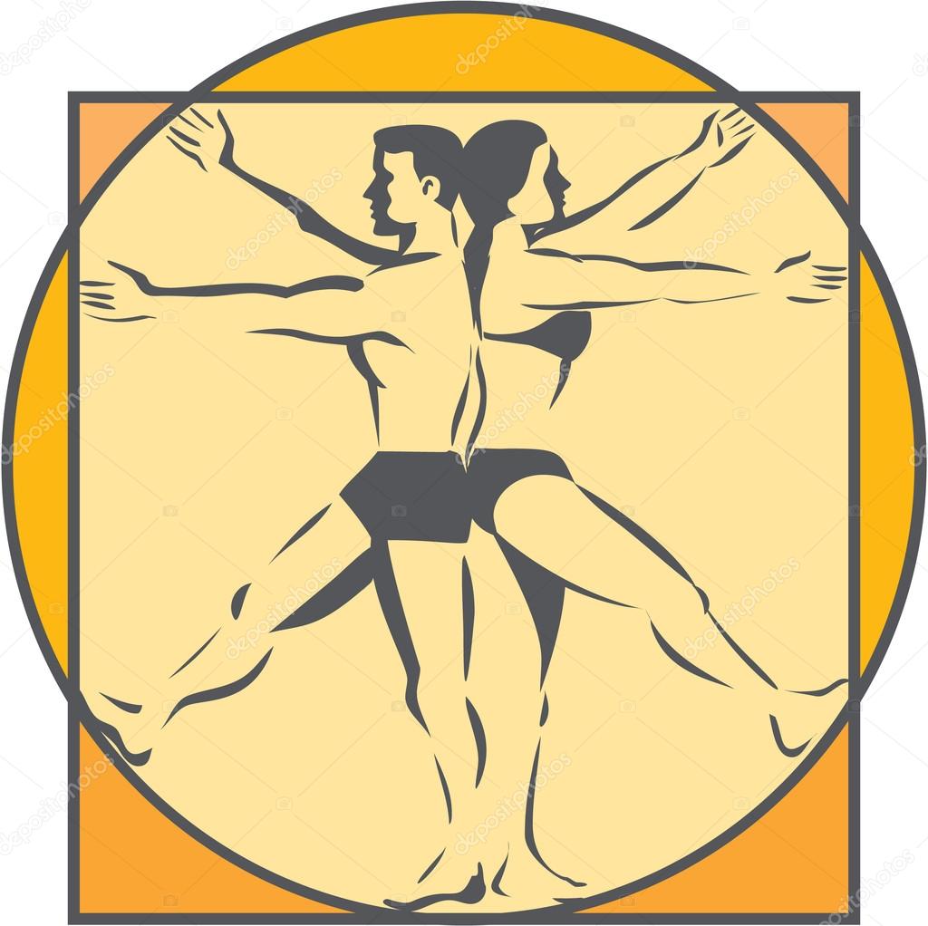 다빈치 남성 여성 측 팔 다리 선화 역 스톡 벡터 - ©patrimonio 109190464, image size:1024x1022