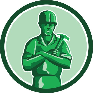 Yeşil Builder çekiç daire Retro Holding