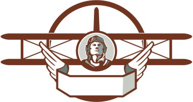 Dünya Savaşı 1 Pilot havacı Spad çift kanatlı daire Retro