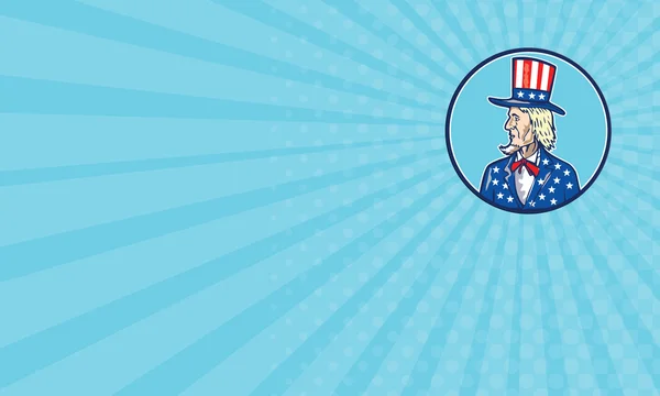 Визитная карточка Uncle Sam TopHat American Flag Cartoon — стоковое фото