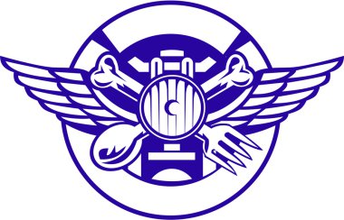 Çapraz Kaşık ve Çatal Far Daire Retro