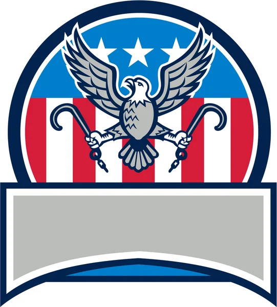 American Eagle embrague remolque J gancho círculo retro — Vector de stock