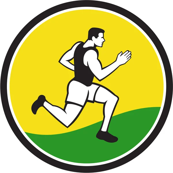 Maraton Koşucusu Çember Retro — Stok Vektör