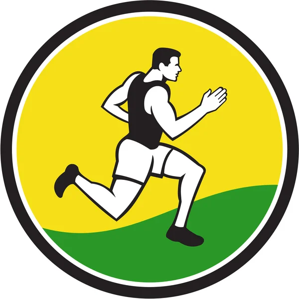 Marathon Runner Circle Retro – stockvektor