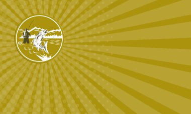 Kartvizit Fly Balıkçı Reeling Alabalık Daire Retro