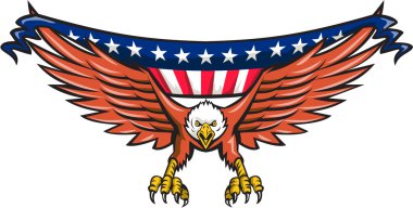 Amerikan KartalSwooping Abd Bayrağı Retro