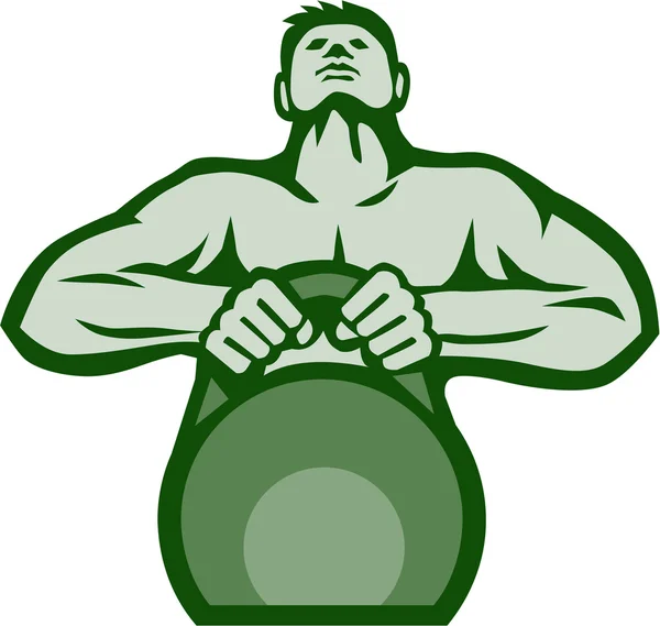 Sollevamento pesi atleta Kettlebell Retro — Vettoriale Stock