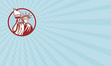 Kartvizit heykel, özgürlük Holding yanan meşale daire Retro