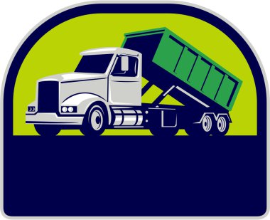 Roll-Off Kamyon Yan Yukarı Yarım Daire Retro