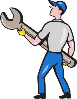 Mekanik Taşıma Dev Spanner Karikatür