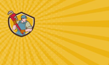 Kartvizit tesisatçı çalışan İngiliz anahtarı Crest karikatür
