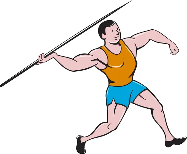 Javelin Lanzar pista y campo de dibujos animados — Vector de stock