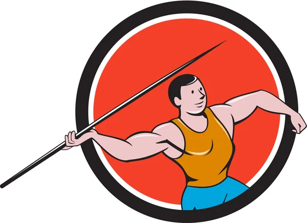 Javelin Throw Track and Field Circle Cartoon — Stock Vector