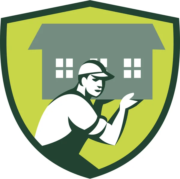 Remover House Carrying House Cimier d'épaule rétro — Image vectorielle