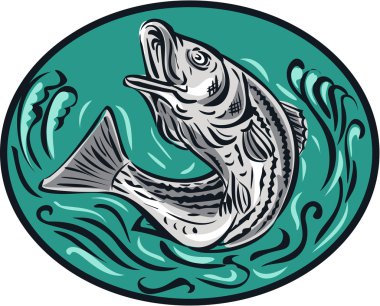 Rockfish Jumping Color Oval Drawing clipart