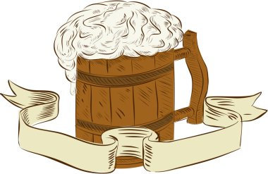Ortaçağ bira kupa köpük çizim