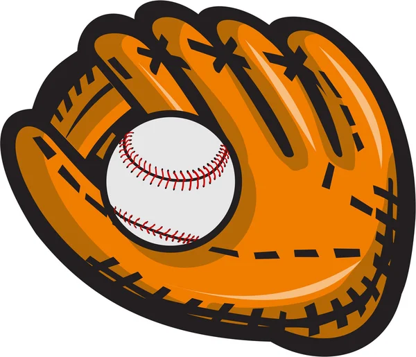Beyzbol eldiveni topu Retro — Stok Vektör