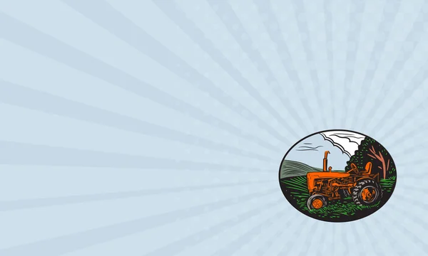 Визитная карточка Винтажная тракторная ферма — стоковое фото