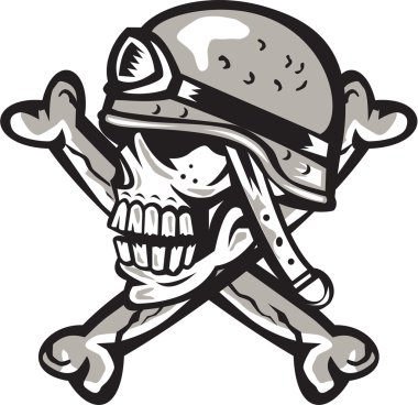 Askeri kask geçti kafatası kemikleri Retro