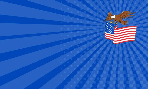 Visitekaartje Amerikaanse Bald Eagle dragen USA vlag cartoon — Stockfoto