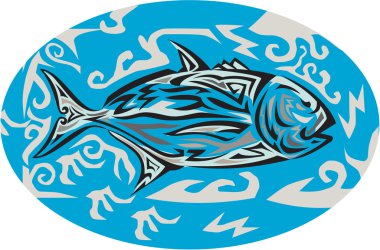 Dev Trevally Side Oval Kabile Sanatı